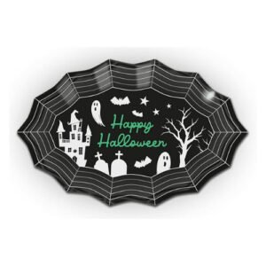 Halloween Web Shaped Plastic Serving Plate Assorted Colours