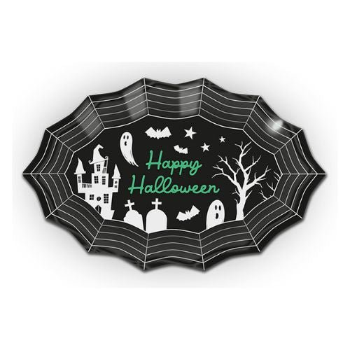 Halloween Web Shaped Plastic Serving Plate Assorted Colours