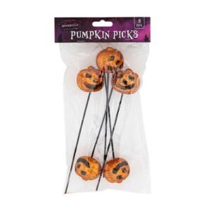 Halloween Pumpkin Smiley Picks 5 Pack