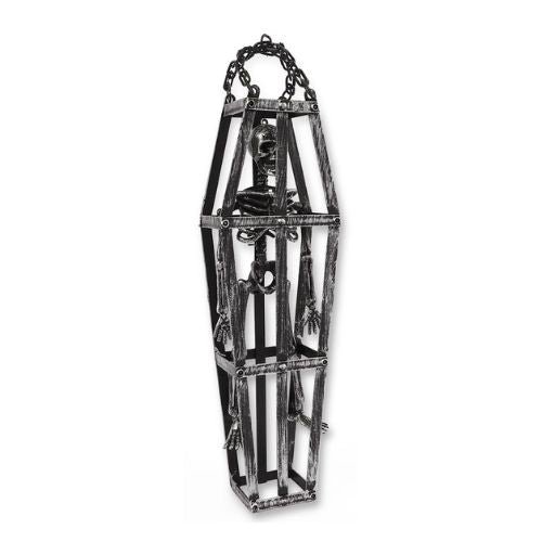 Hanging Skeleton In Cage Halloween Decoration H42cm