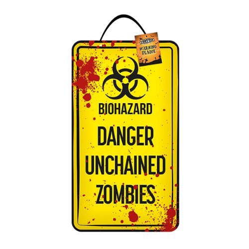 Halloween Warning Plaque Assorted Styles 40x23cm