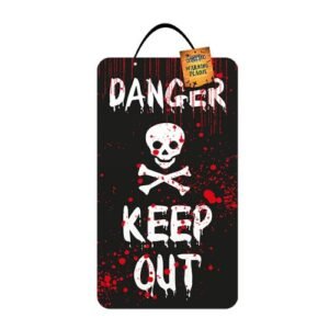 Halloween Warning Plaque Assorted Styles 40x23cm