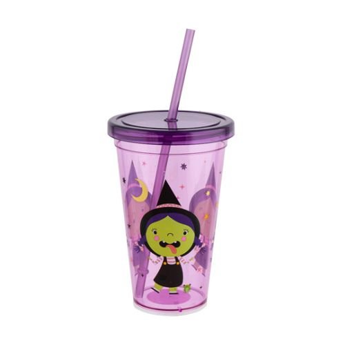 Halloween Purple Witch Drinking Cup With Straw