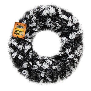 Halloween Tinsel Skull Wreath Assorted Colours