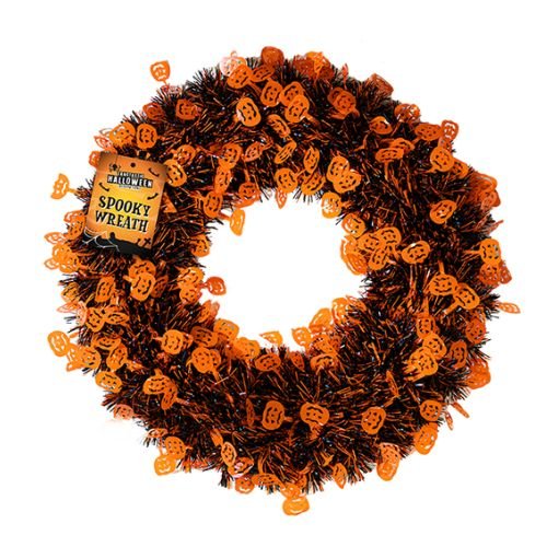 Halloween Tinsel Skull Wreath Assorted Colours