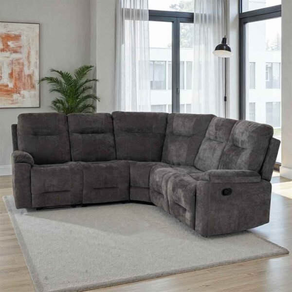 Halmstad Velvet Recliner Corner Sofa in Grey