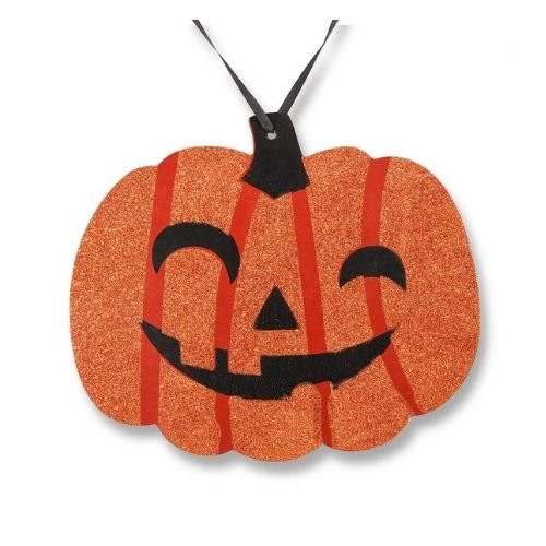 Wooden Glitter Pumpkin Hanging Halloween Decoration