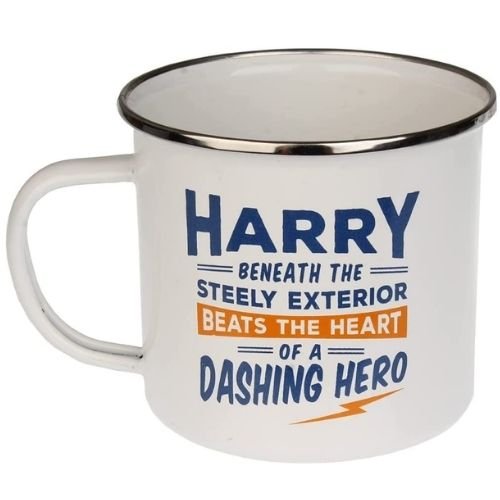 Enamel Personalised Coffee Mug Harry