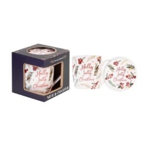 Harvey & Mason Holly Jolly Mug & Coaster Gift Set
