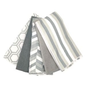 Home Collection Grey Green Stripe Tea Towels 5 Pack