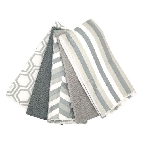Home Collection Grey Green Stripe Tea Towels 5 Pack