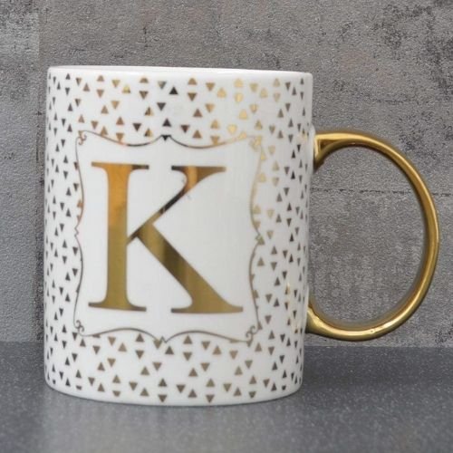 Initial K Straight Sided Gold Mug
