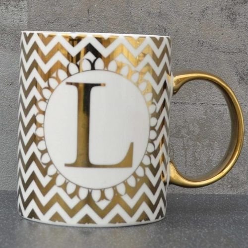Initial L Straight Sided Gold Mug