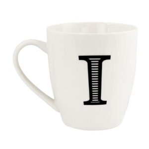 Black and White Initial Hugga Mug Assorted Letters 11cm