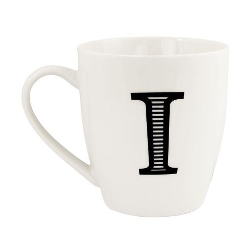 Black and White Initial Hugga Mug – Letter I – 11cm