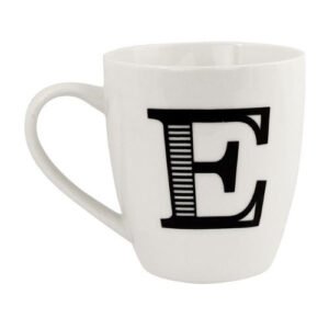Black and White Initial Hugga Mug Assorted Letters 11cm