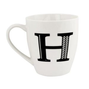 Black and White Initial Hugga Mug Assorted Letters 11cm