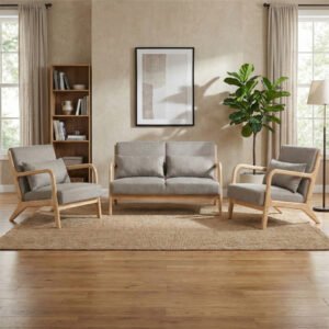 Iverox Fabric 2+1+1 Seater Sofa Set in Stone