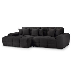 Jisaro Fabric Left Hand Corner Sofa In Black