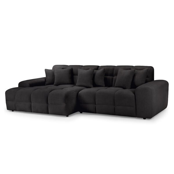 Jisaro Fabric Left Hand Corner Sofa In Black