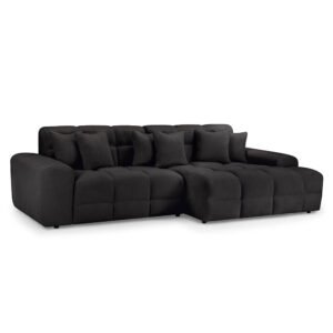 Jisaro Fabric Right Hand Corner Sofa In Black