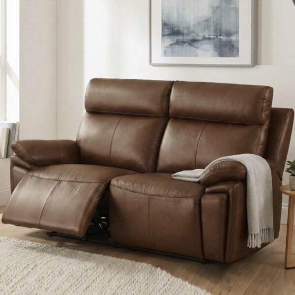 Jerion Leather Electric Recliner 2 Seater Sofa in Tan