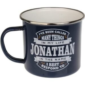 Enamel Personalised Coffee Mug Jonathan