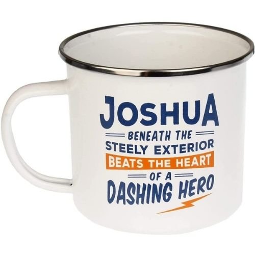 Enamel Personalised Coffee Mug Joshua