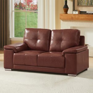 Kensington Faux Leather 2 Seater Sofa In Tan