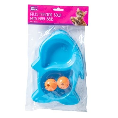 Kitty Feeding Bowl With Play Balls Assorted Colours