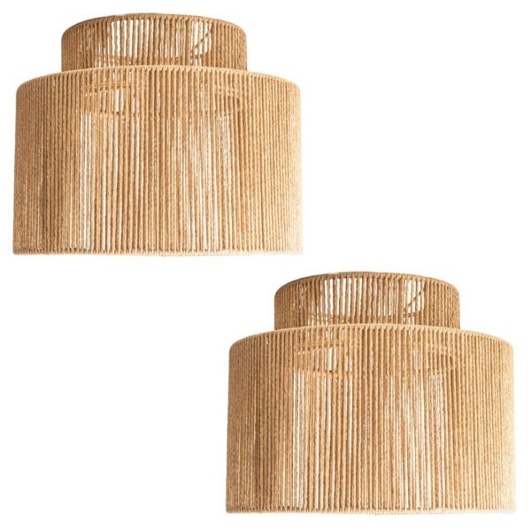 Large Organic Fabric 2 Tier Lampshade — Pack of 2