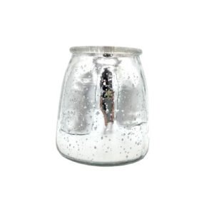 Large Silver Speckled Glass Tealight Holder 15cm