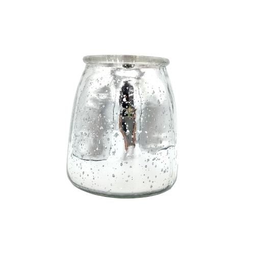 Large Silver Speckled Glass Tealight Holder 15cm