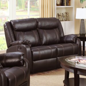 Launa LeatherLux And PU Recliner 2 Seater Sofa In Espresso