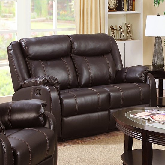 Launa LeatherLux And PU Recliner 2 Seater Sofa In Espresso