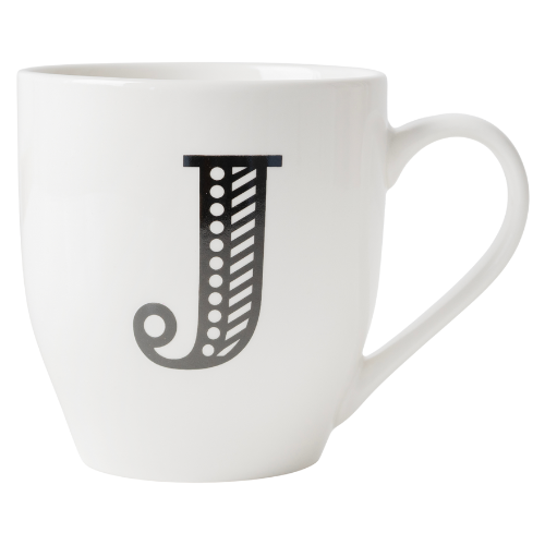 Black and White Initial Hugga Mug – Letter J – 11cm