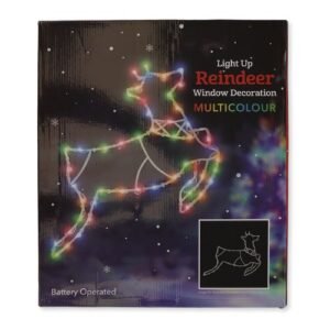 Light Up Reindeer Window Decoration Multicoloured