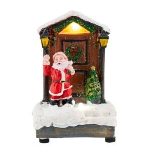 Light Up Santa Waving Christmas Scene Ornament