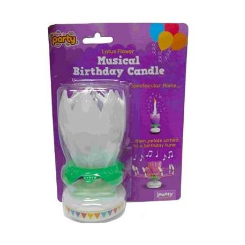 Lotus Flower Musical Birthday Candle Assorted Colours