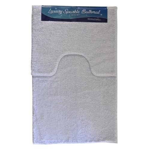 Luxury Sparkle Bathmat & Pedestal Mat 2 Piece Assorted Colours