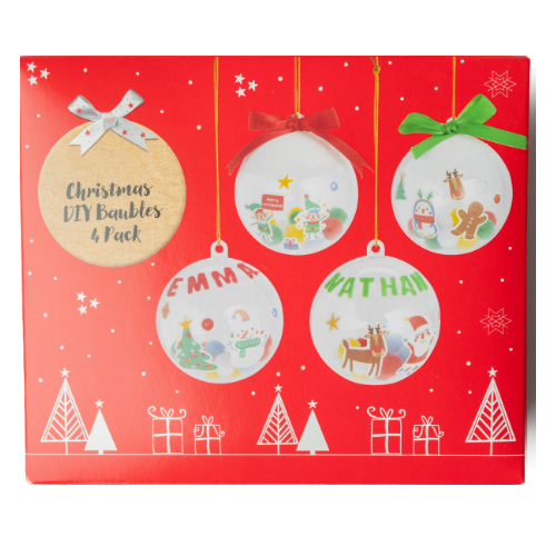 Make Your Own Decoration Kit Christmas DIY Baubles 4 Pack