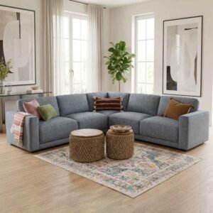 Marqen Fabric Corner Sofa in Grey