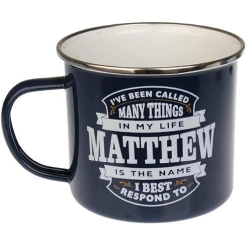 Enamel Personalised Coffee Mug Matthew
