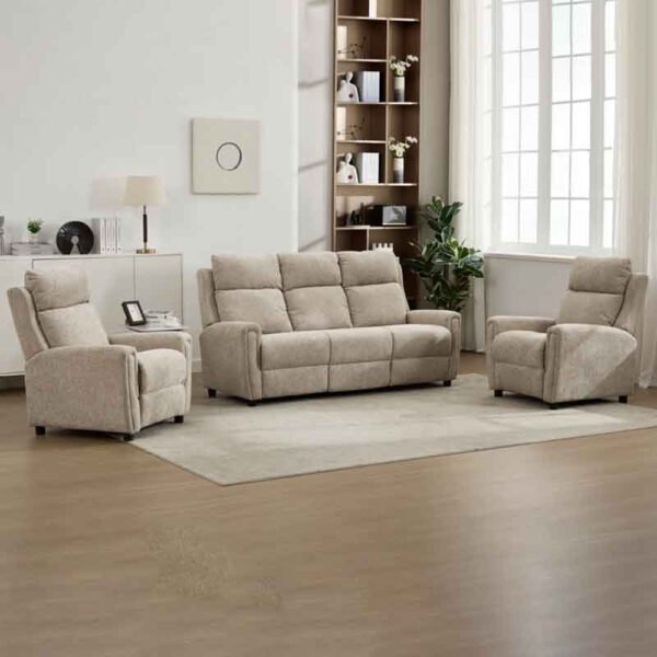 Medinah Fabric 3+1+1 Seater Sofa Set – Beige