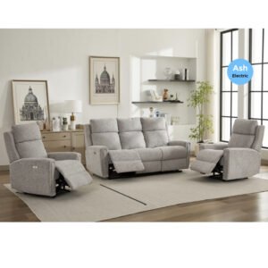 Medinah Fabric Electric 3+1+1 Seater Sofa Set - Ash