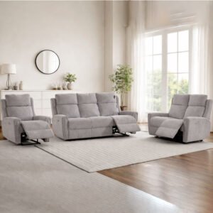 Medinah Fabric Electric 3+2+1 Sofa Suite - Ash