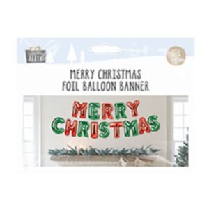 Merry Christmas Foil Balloon Banner Assorted Colours