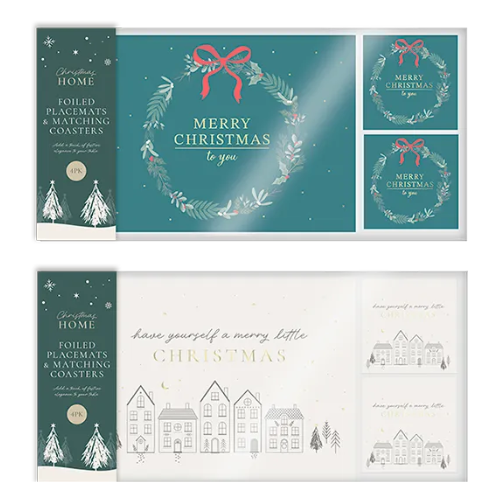 Foiled Coasters & Placemats Set 4 Packs