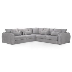 Millburn Plush Velvet Corner Sofa In Grey