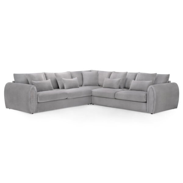Millburn Plush Velvet Corner Sofa In Grey